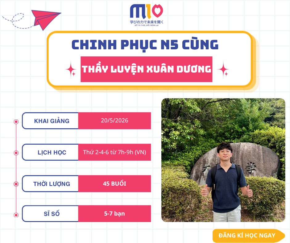 🌸 [TUYỂN SINH] KHÓA TIẾNG NHẬT N5 NHẬP MÔN – VỮNG CHÀI CĂN BẢN CÙNG GIÁO VIÊN TRÌNH ĐỘ N1 🌸